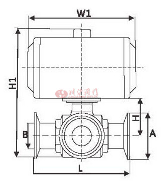 氣動(dòng)三通衛(wèi)生級(jí)球閥結(jié)構(gòu)圖